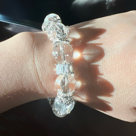 Customized Rainbow Clear Quartz Bracelet with Crystal Spacer - Picture 4 of 4